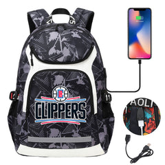 Los Angeles Clippers Backpack School Notebook Travel Bags With USB
