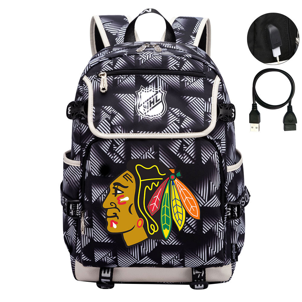 Chicago Blackhawks Hockey League Backpack School Notebook Travel Bag