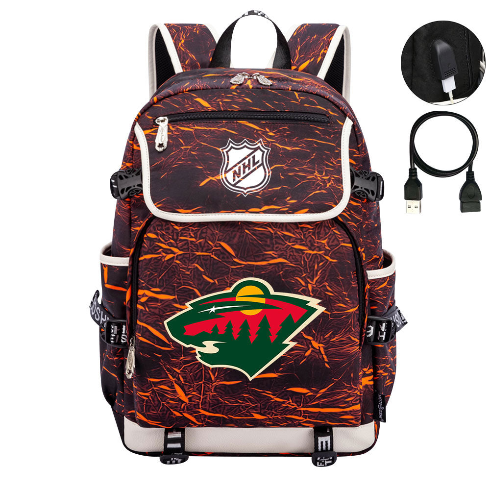 Minnesota Wild Hockey League Backpack School Notebook Travel Bag