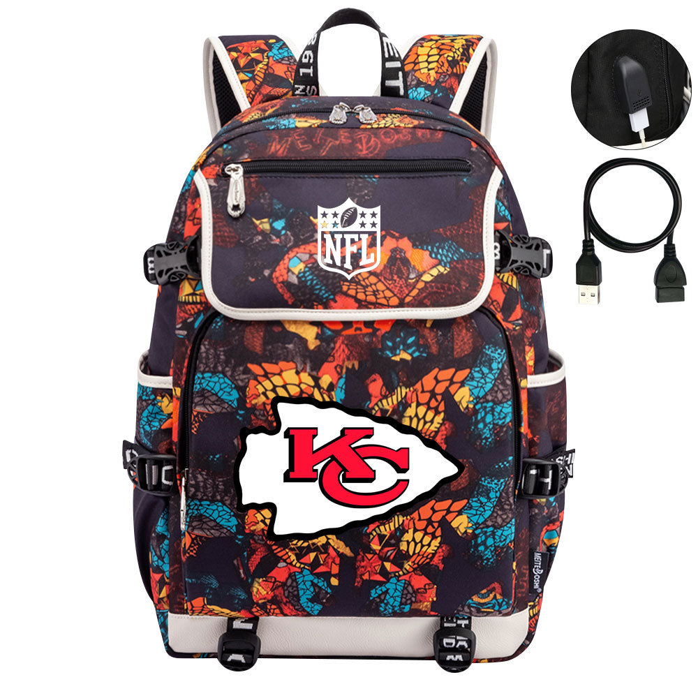 Kansas City Chiefs Football Rugby Backpack School Notebook Travel Bags