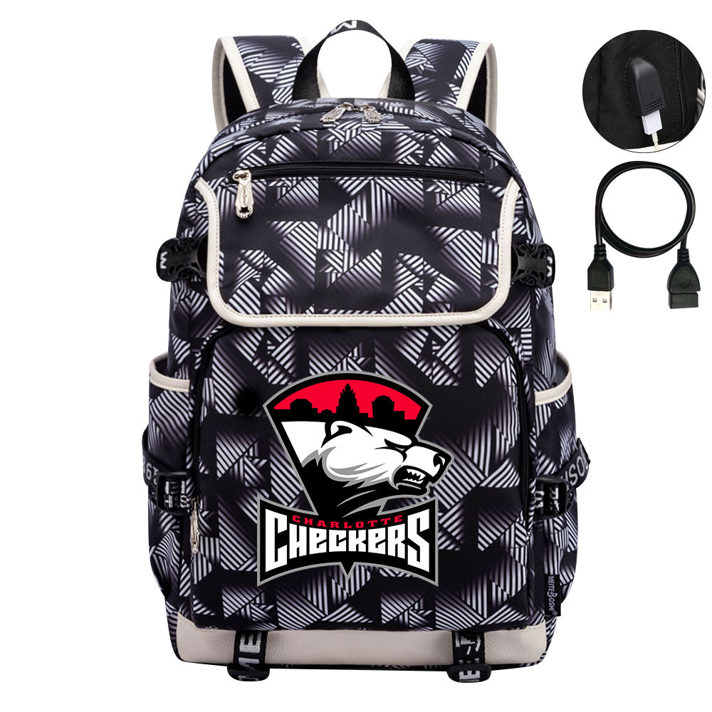 Charlotte Checkers Hockey League Backpack School Notebook Travel Bag