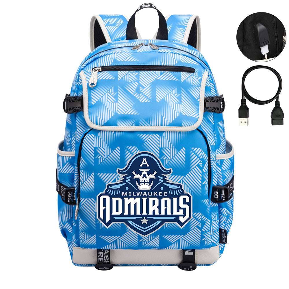 Milwaukee Admirals Hockey League Backpack School Notebook Travel Bag