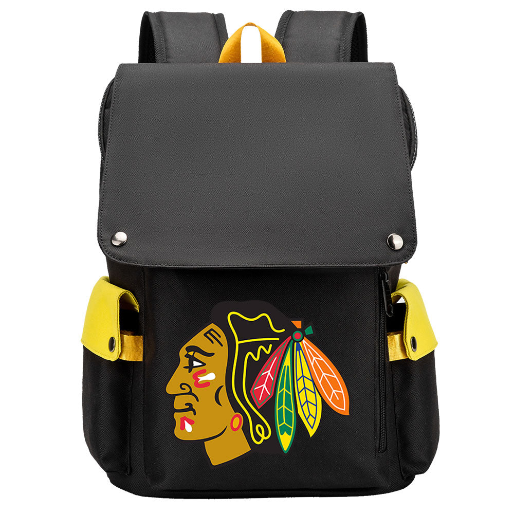 Chicago Blackhawks Hockey Team School Backpack Oxford Laptop Bag
