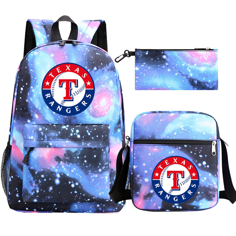 Texas Rangers Baseball School Backpack Shoulder Bag Pencil Bags 3pcs Set