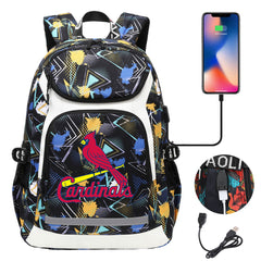 St Louis Cardinals Backpack School Notebook Travel Bags With USB