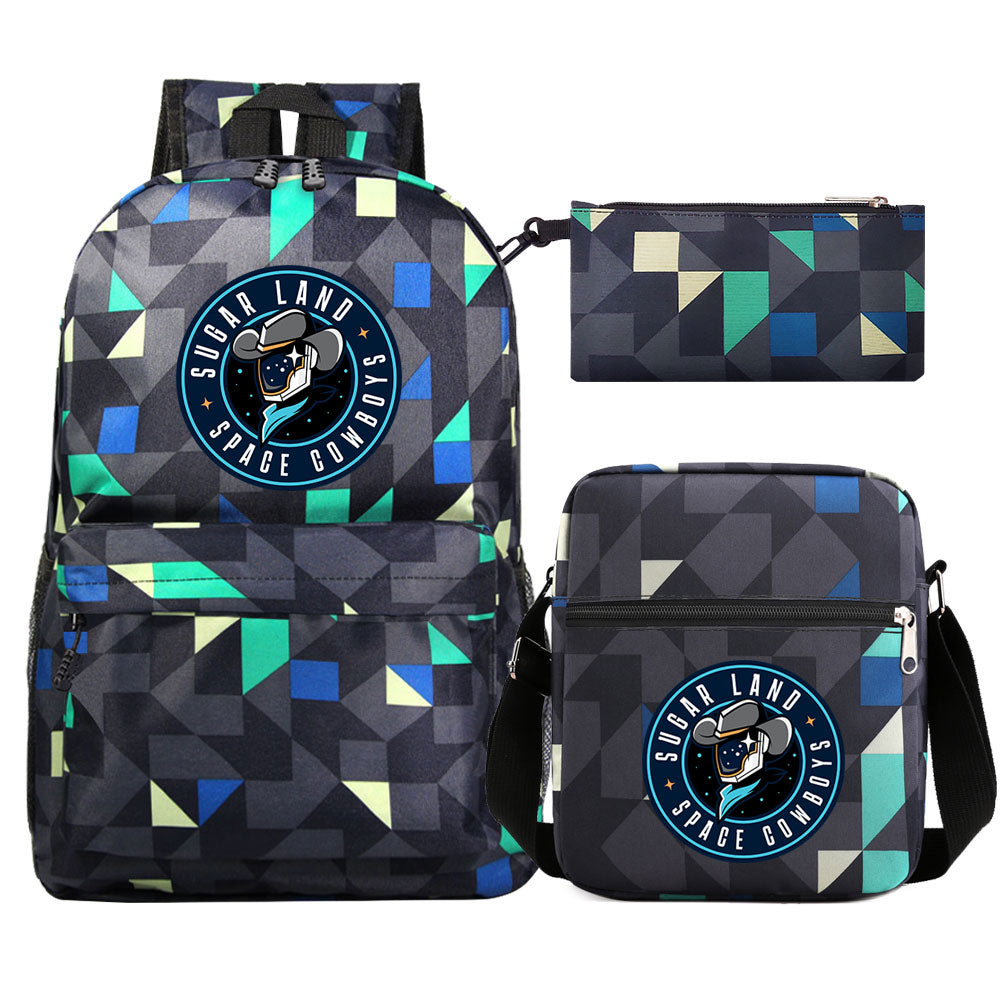 Sugar Land Space Cowboys Baseball School Backpack Shoulder Bag Pencil Bags 3pcs Set