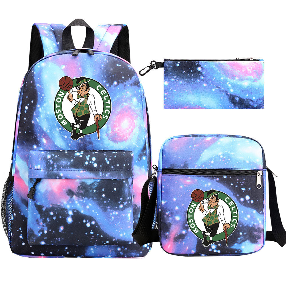 Boston Celtics Basketball School Backpack Shoulder Bag Pencil Bags 3pcs Set