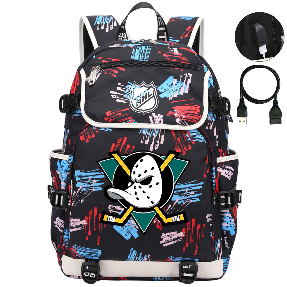 Anaheim Ducks Hockey Team Backpack School Notebook Travel Bags