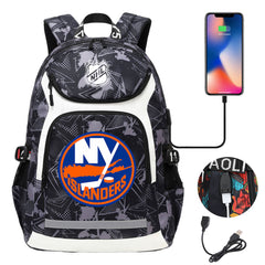 New York Islanders Hockey League Backpack School Notebook Travel Bags With USB