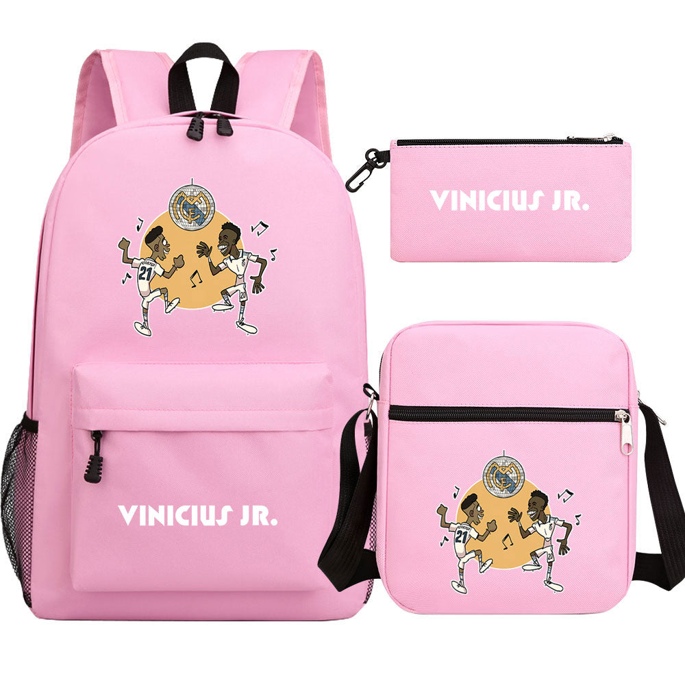 Vinicius Junior Football Player School Backpack Shoulder Bag Pencil Bags 3pcs Set