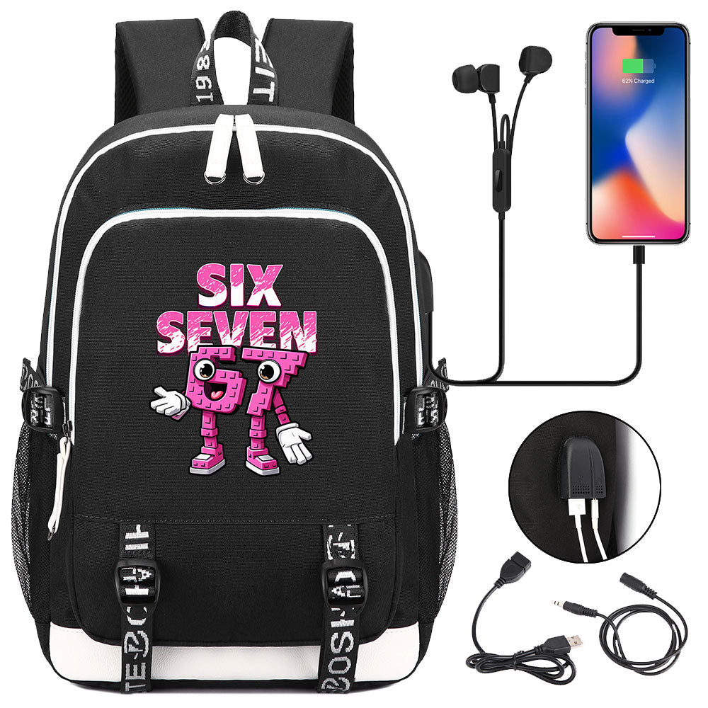 Steal a Brainrot 67 USB Charging Backpack School Note Book Laptop Travel Bags