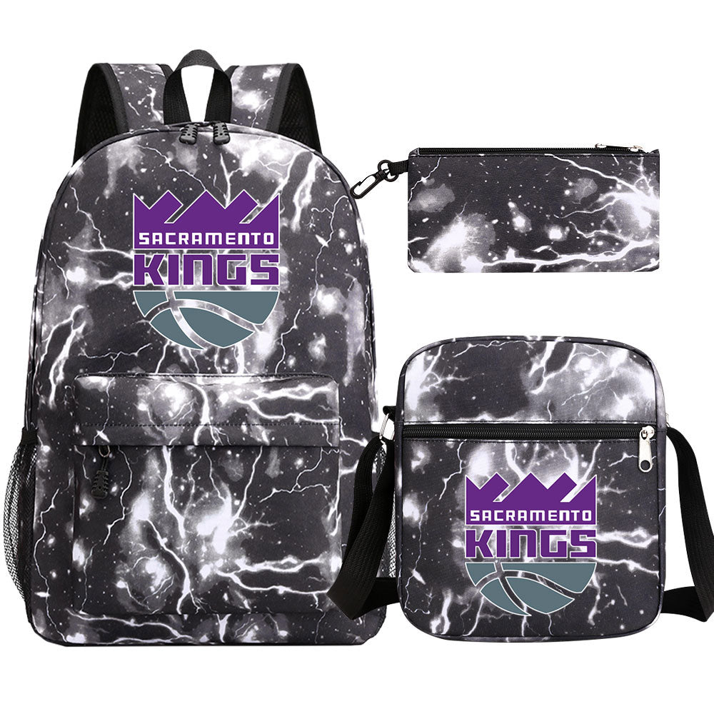 Sacramento Kings Basketball School Backpack Shoulder Bag Pencil Bags 3pcs Set