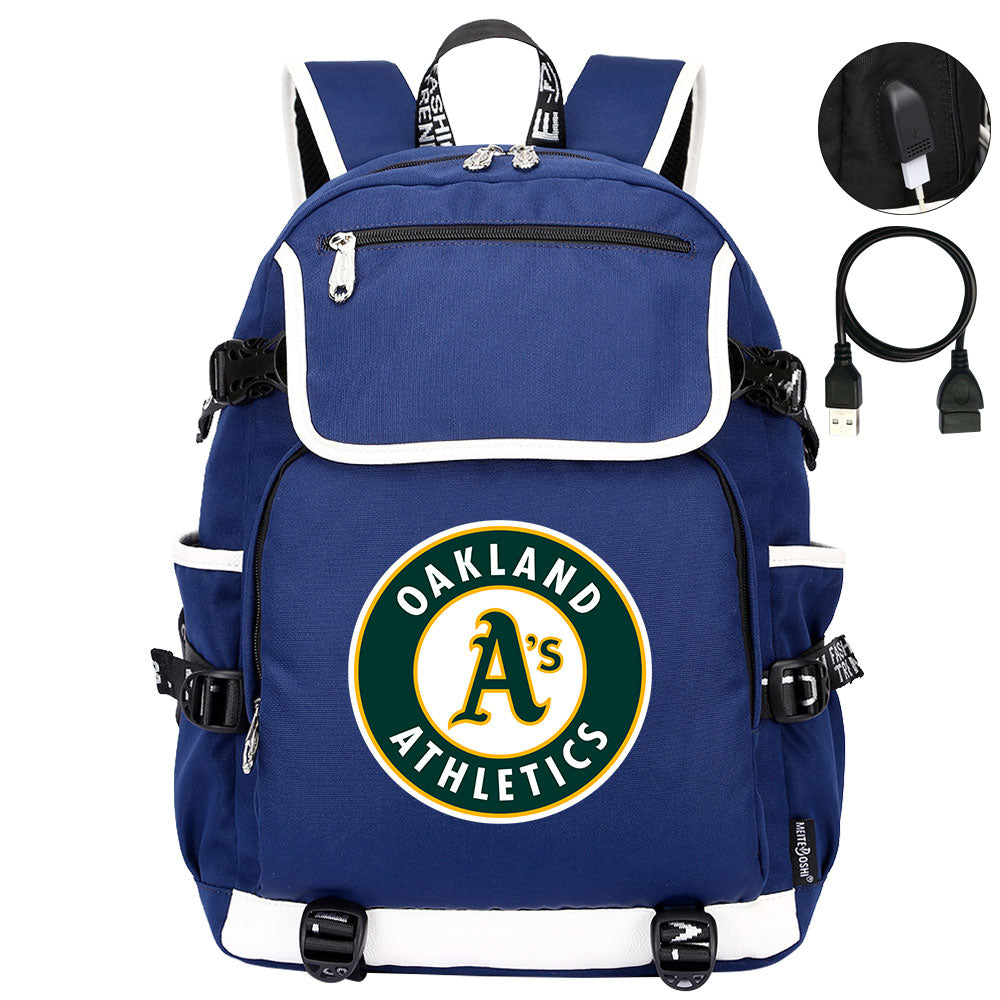 Oakland Athletics Backpack School Notebook Travel Bags