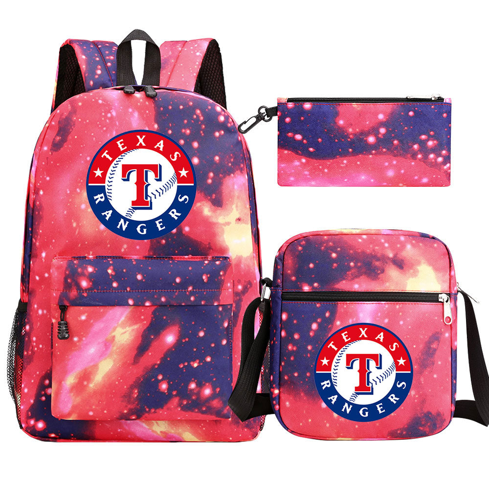 Texas Rangers Baseball School Backpack Shoulder Bag Pencil Bags 3pcs Set