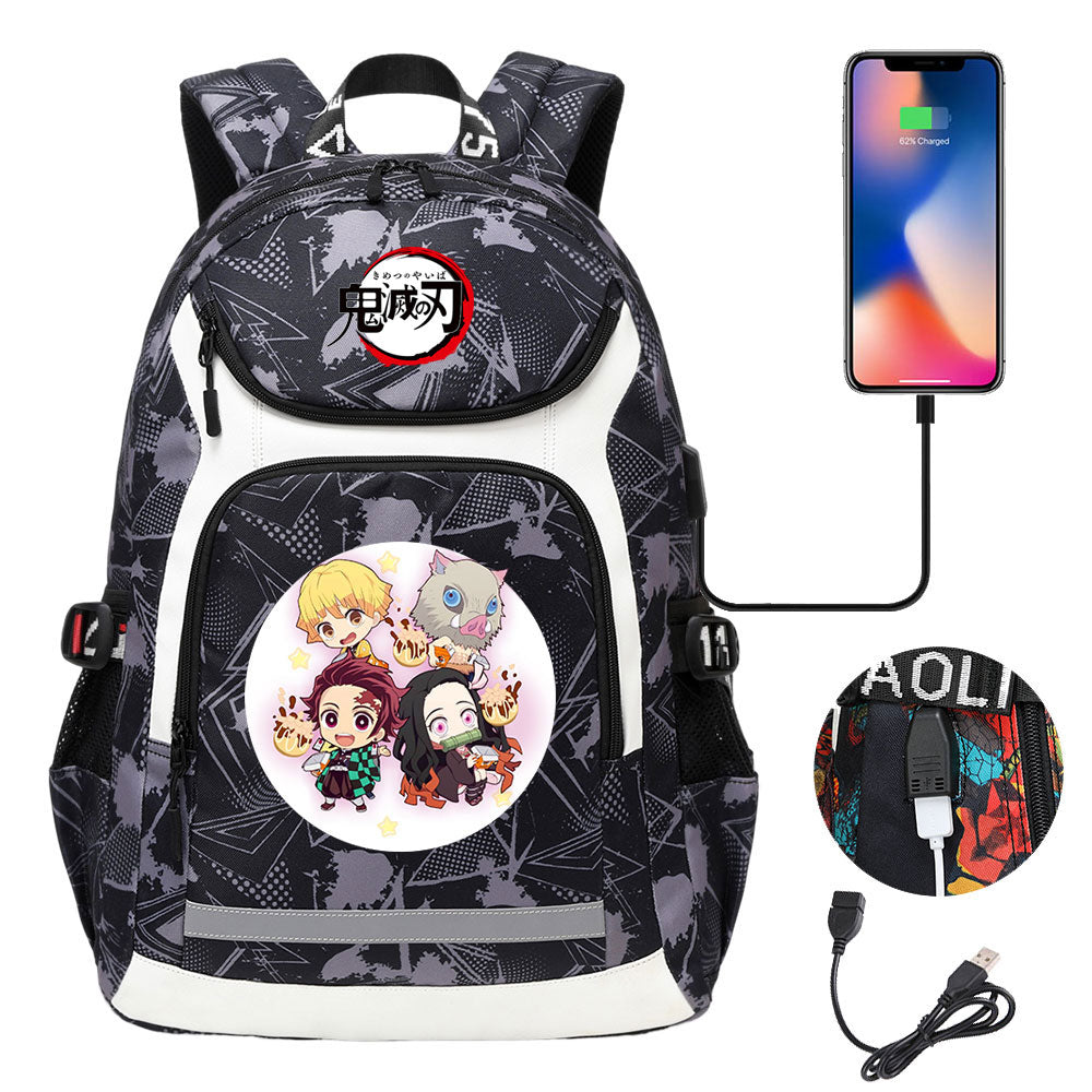 Demon Slayer Kimetsu No Yaiba Backpack School Notebook Travel Bags With USB