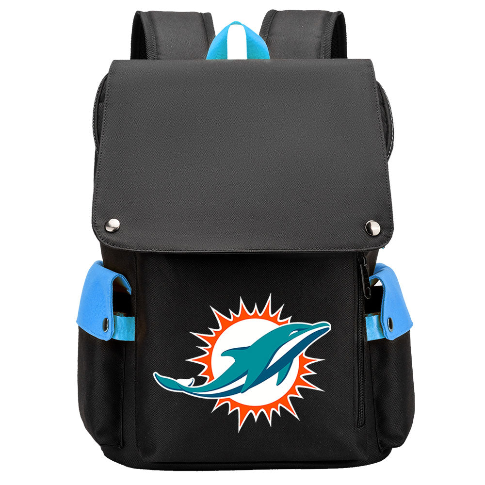 Miami Dolphins Football Team Rugby Laptop Backpack Oxford School Bag