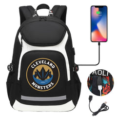 Cleveland Monsters Hockey Backpack School Notebook Travel Bags With USB