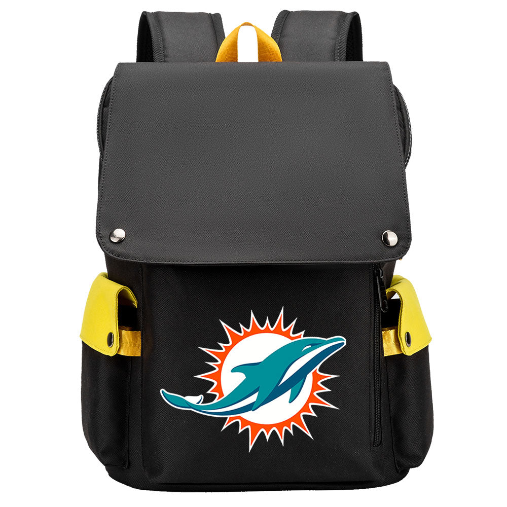 Miami Dolphins Football Team Rugby Laptop Backpack Oxford School Bag