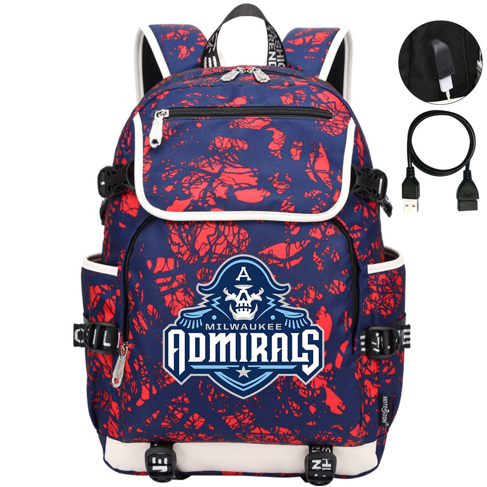 Milwaukee Admirals Hockey League Backpack School Notebook Travel Bag