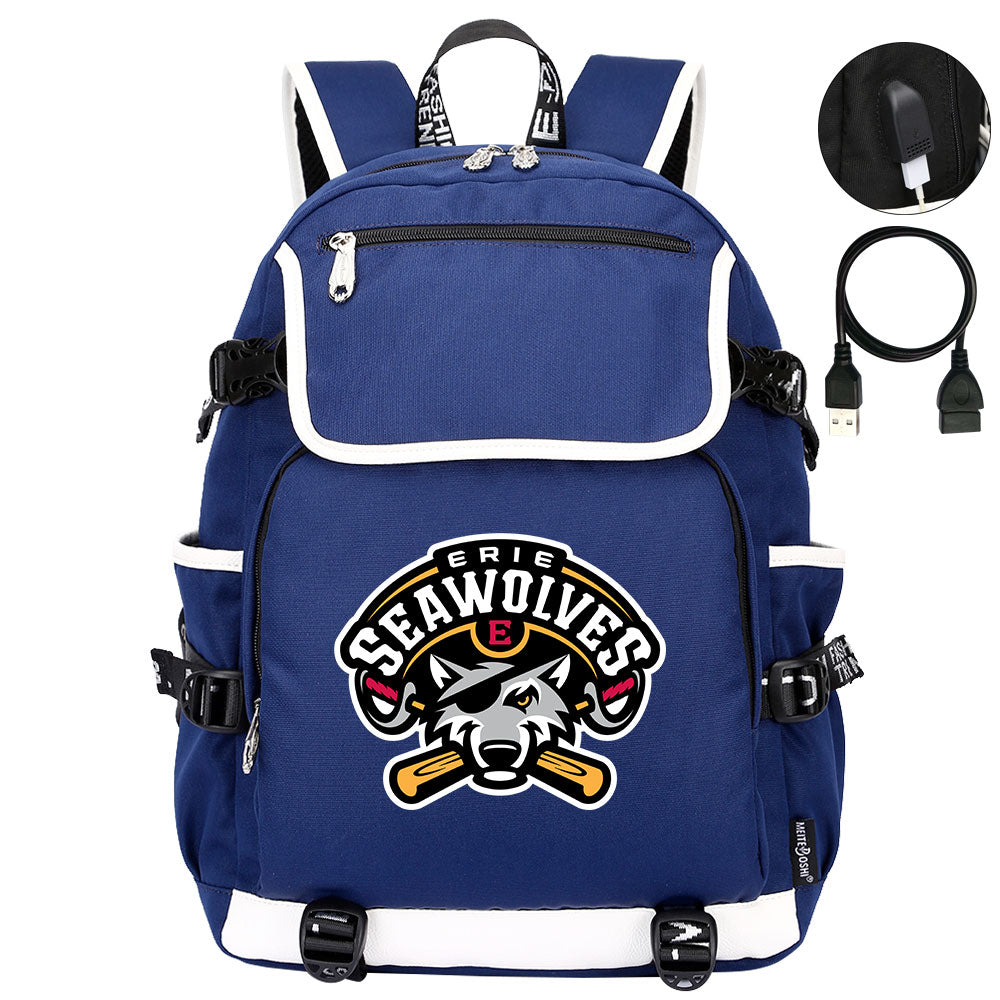 Erie SeaWolves Backpack School Notebook Travel Bags