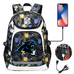 Carolina Panthers Football Rugby Backpack School Notebook Travel Bags With USB