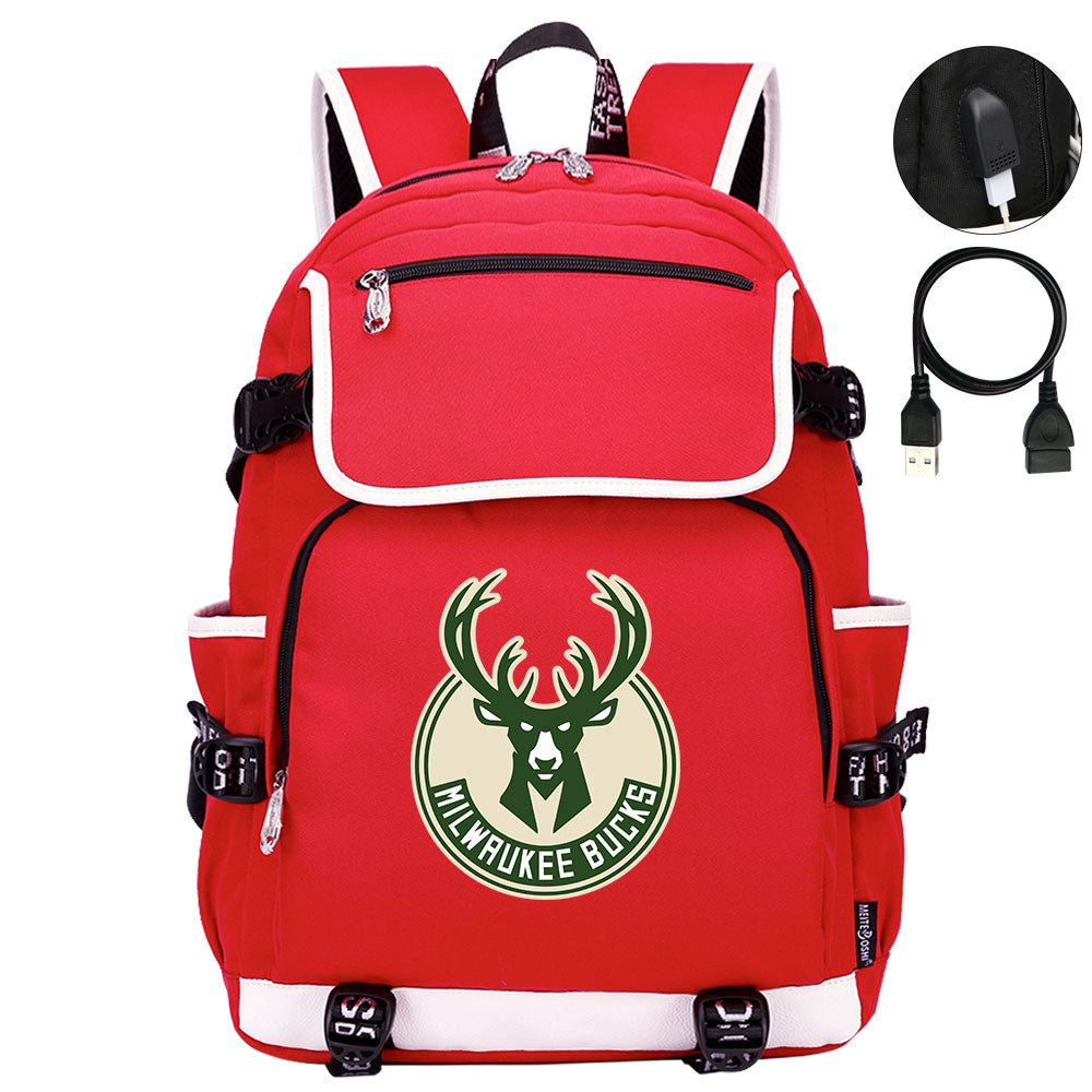 Milwaukee Bucks Backpack School Notebook Travel Bags
