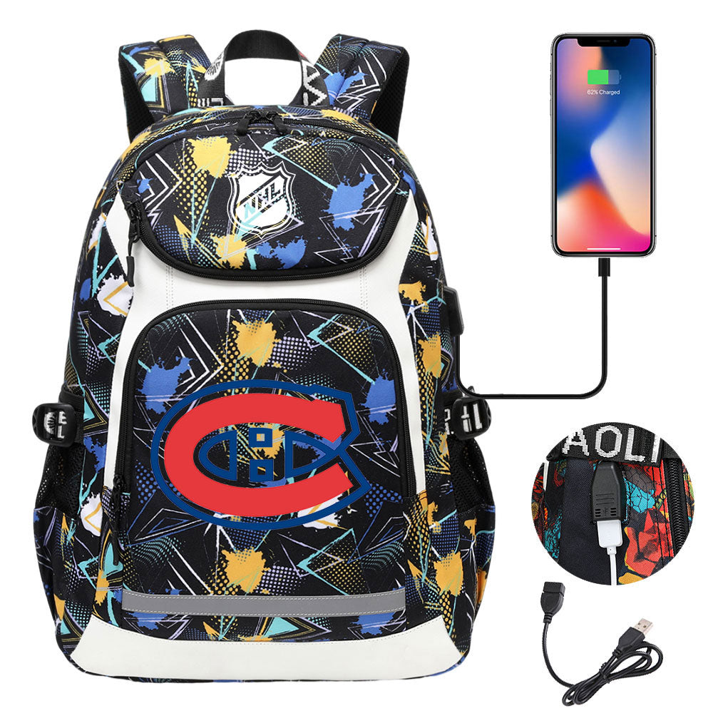 Montreal Canadiens Hockey League Backpack School Notebook Travel Bags With USB
