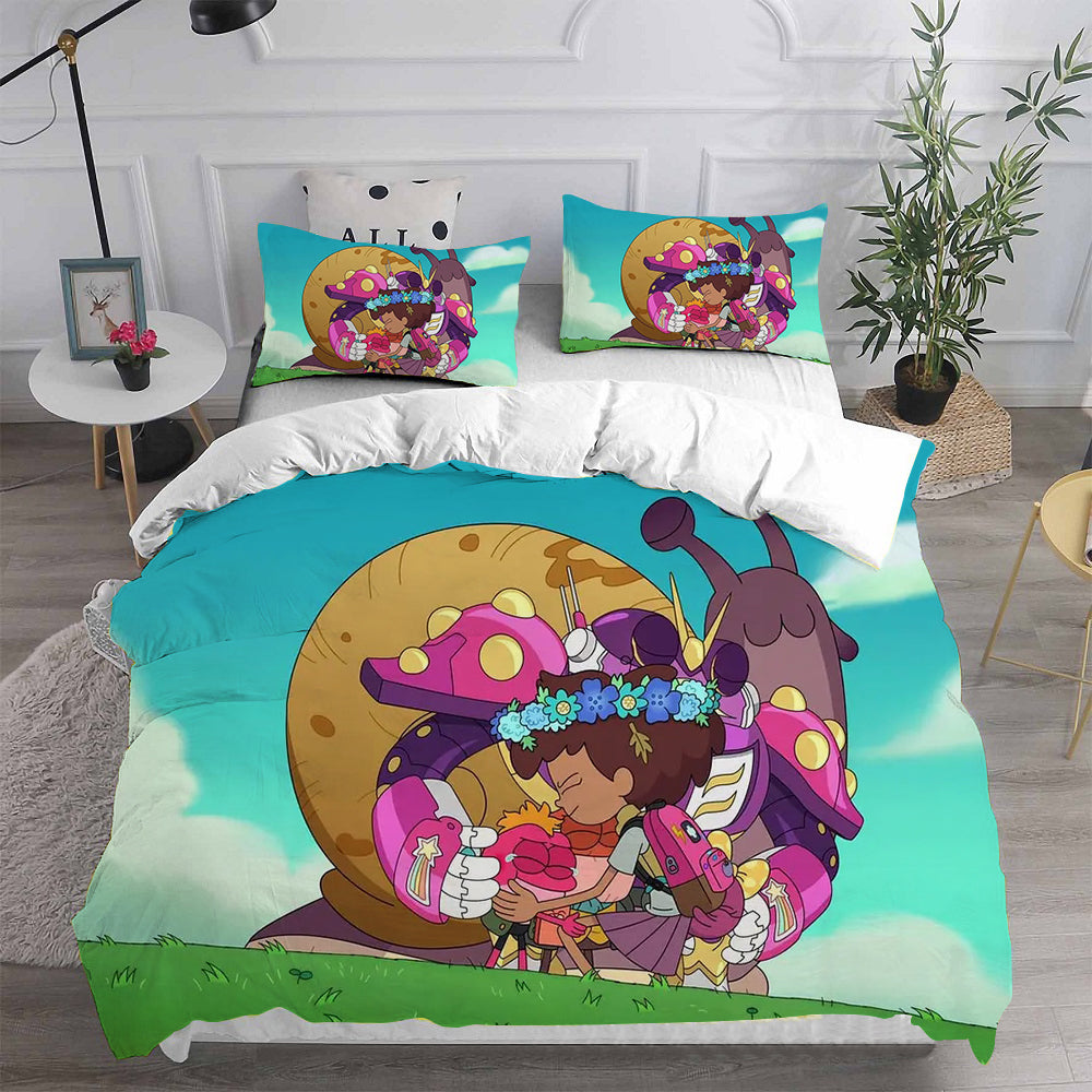 Amphibia Teen Girl in a Frog World Cosplay Bedding Set Duvet Cover Pillowcases Halloween Home Decor