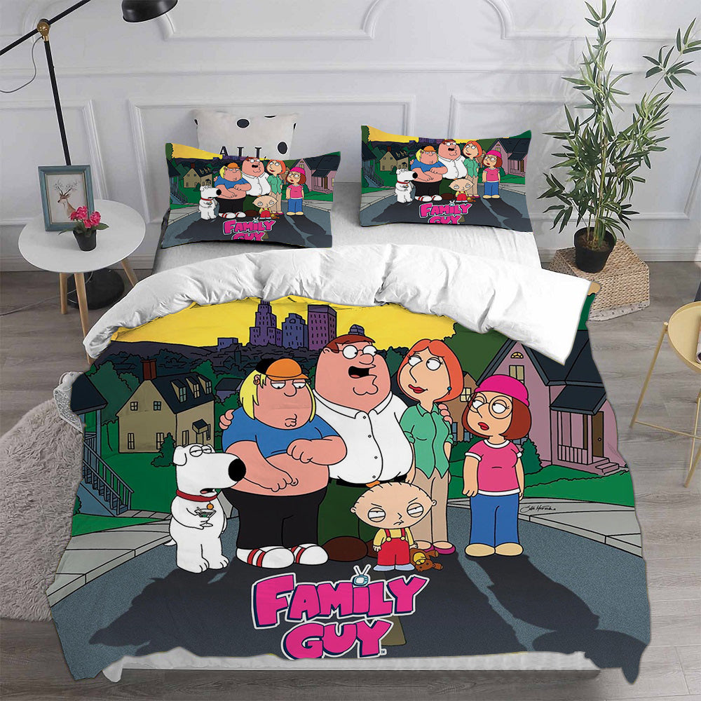 Family Guy Cosplay Bedding Set Duvet Cover Pillowcases Halloween Home Decor