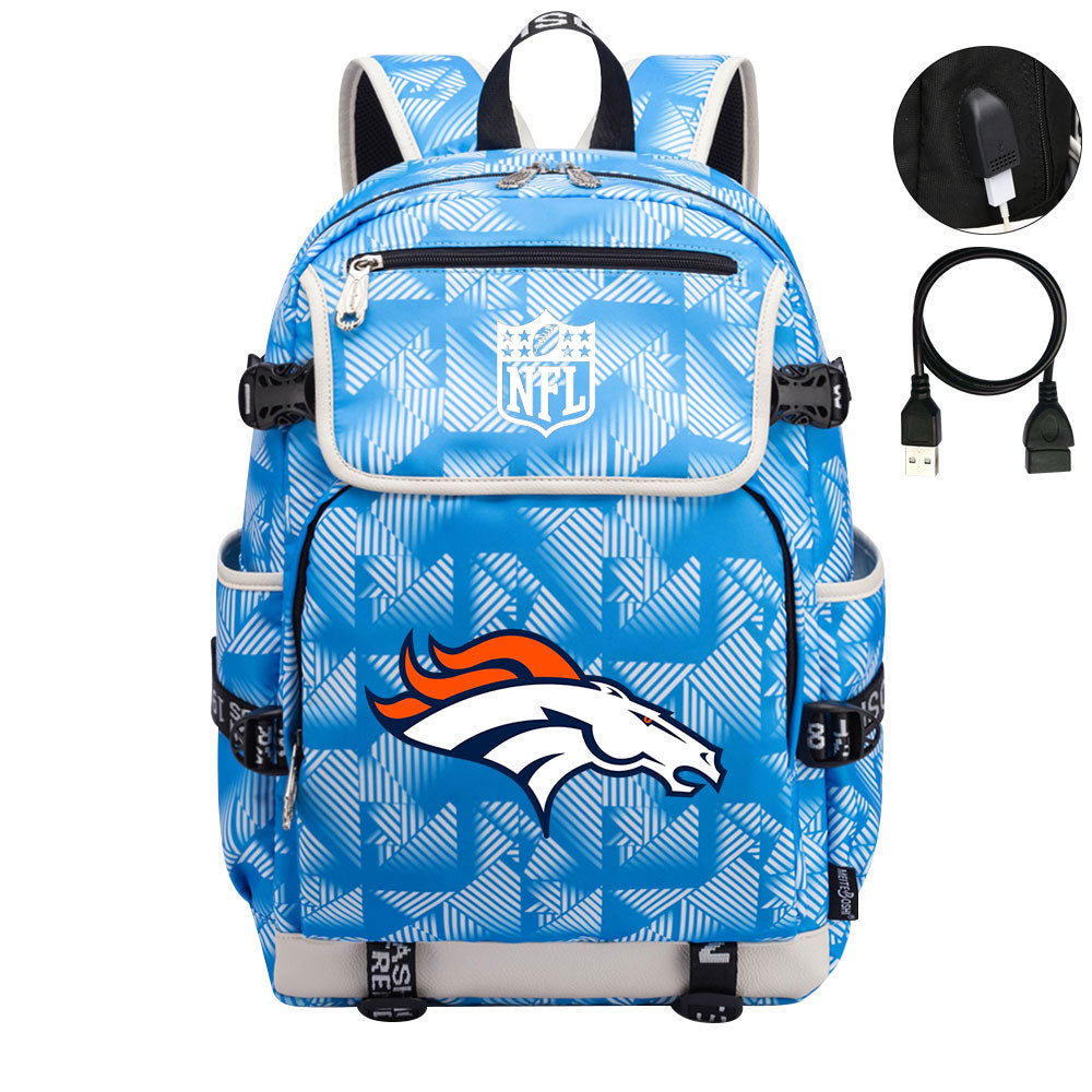 Denver Broncos Football Team Rugby Backpack School Notebook Travel Bag