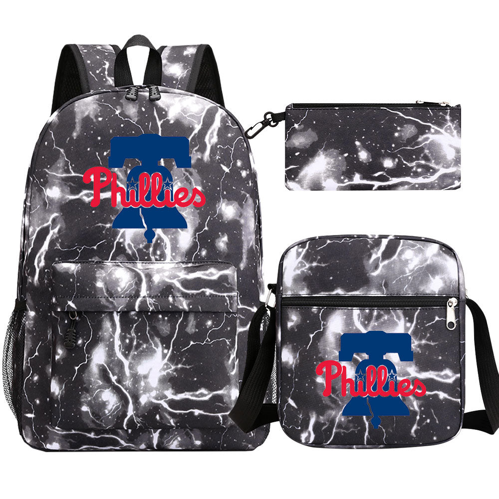 Philadelphia Phillies Baseball School Backpack Shoulder Bag Pencil Bags 3pcs Set