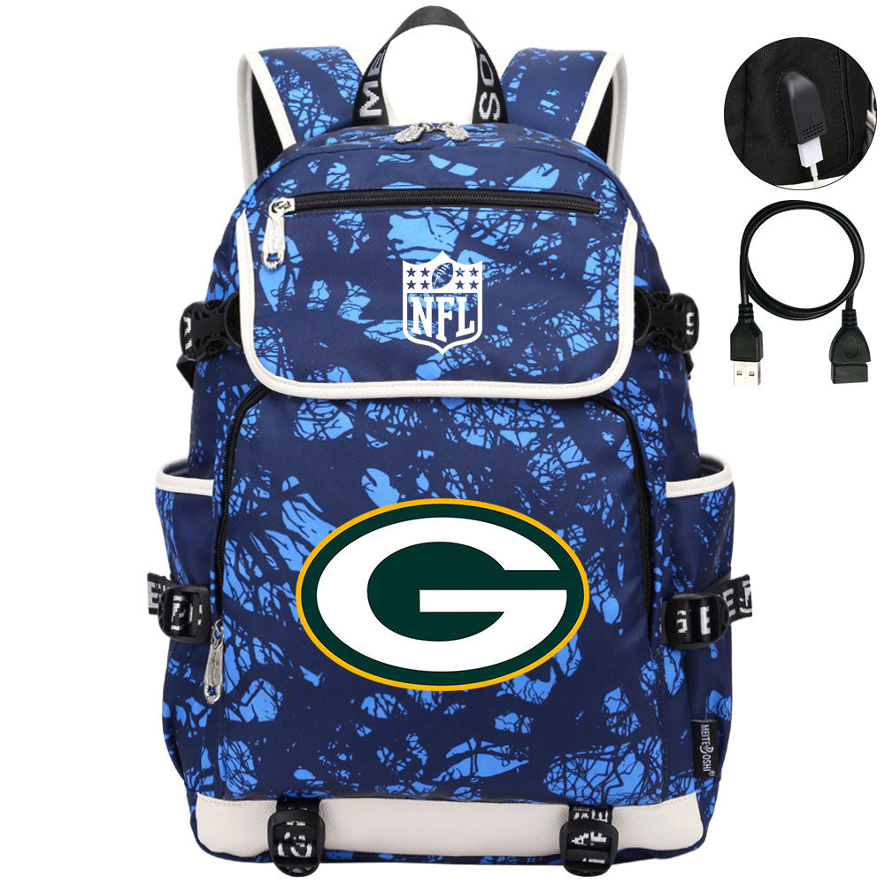 Green Bay Packers Football Team Rugby Backpack School Notebook Travel Bag