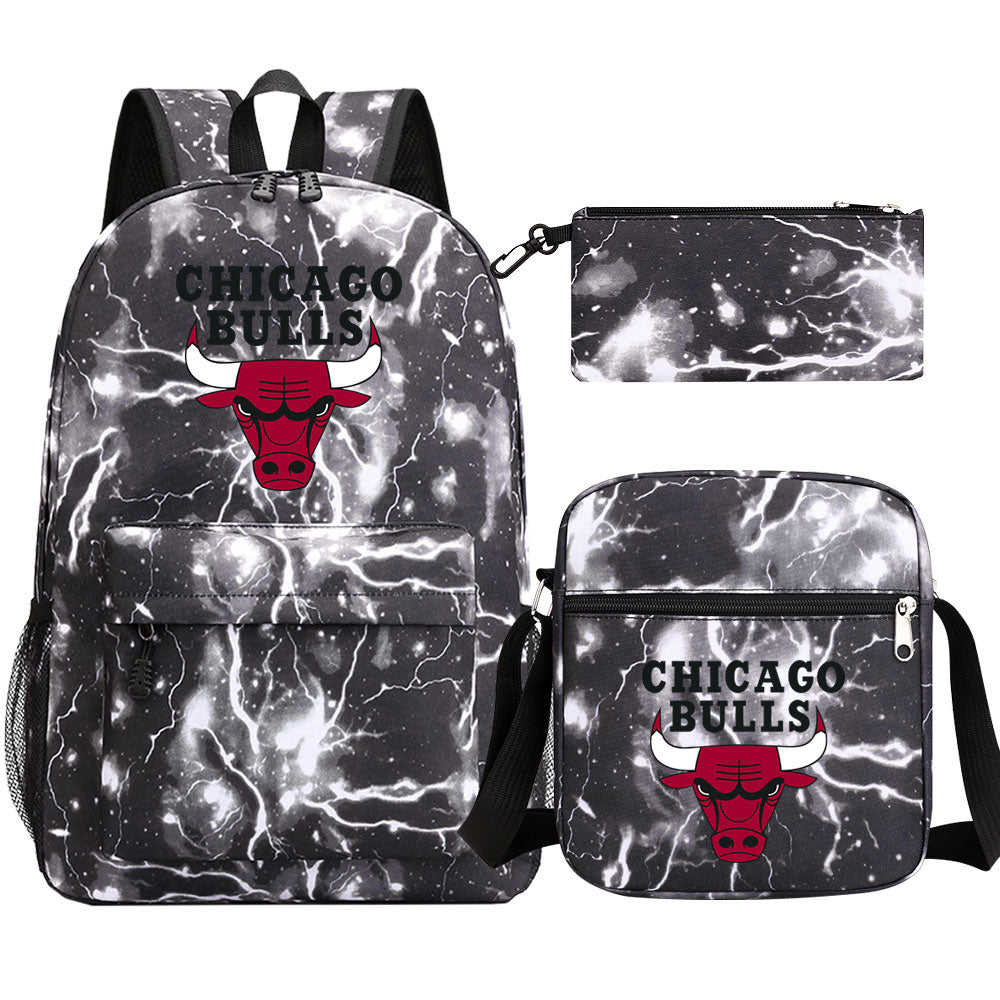 Chicago Bulls Basketball School Backpack Shoulder Bag Pencil Bags 3pcs Set