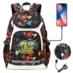 Edmonton Oil Kings Hockey Backpack School Notebook Travel Bags With USB