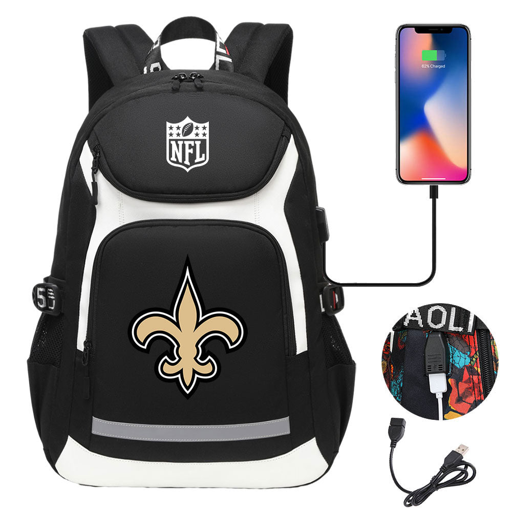 New Orleans Saints Football Rugby Backpack School Notebook Travel Bags With USB