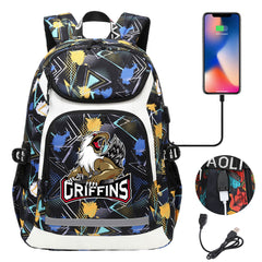 Grand Rapids Griffins Hockey Backpack School Notebook Travel Bags With USB