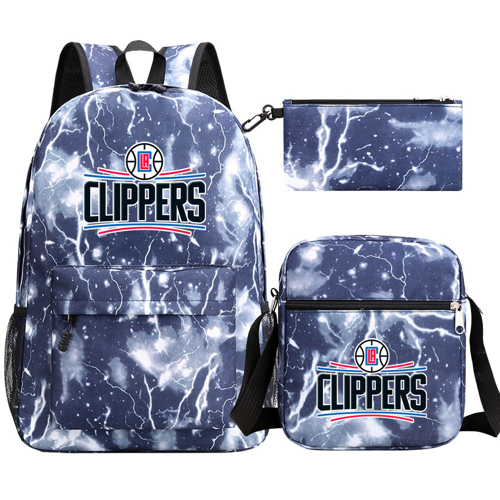 Los Angeles Clippers Basketball School Backpack Shoulder Bag Pencil Bags 3pcs Set