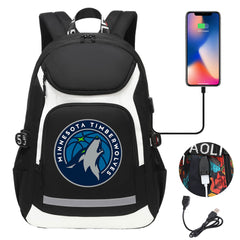 Minnesota Timberwolves Backpack School Notebook Travel Bags With USB
