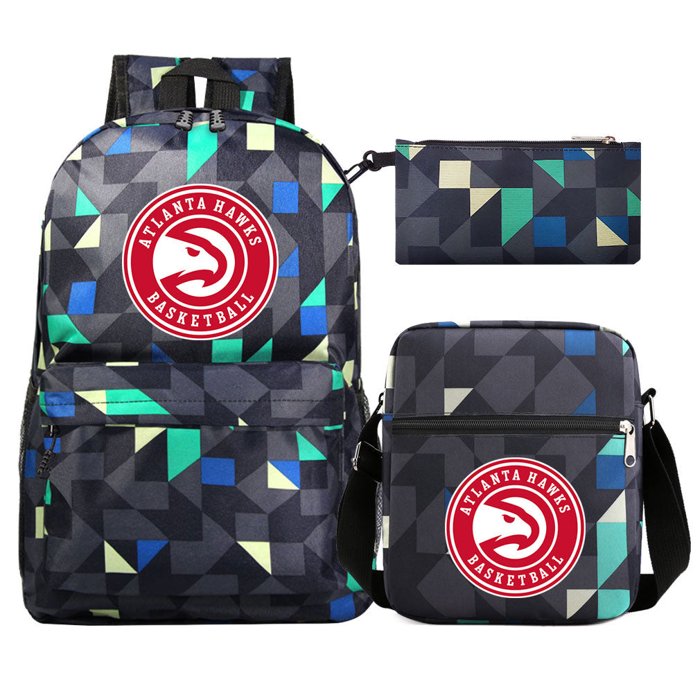 Atlanta Hawks Basketball School Backpack Shoulder Bag Pencil Bags 3pcs Set