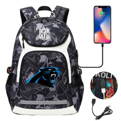 Carolina Panthers Football Rugby Backpack School Notebook Travel Bags With USB