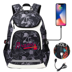 Atlanta Braves Backpack School Notebook Travel Bags With USB