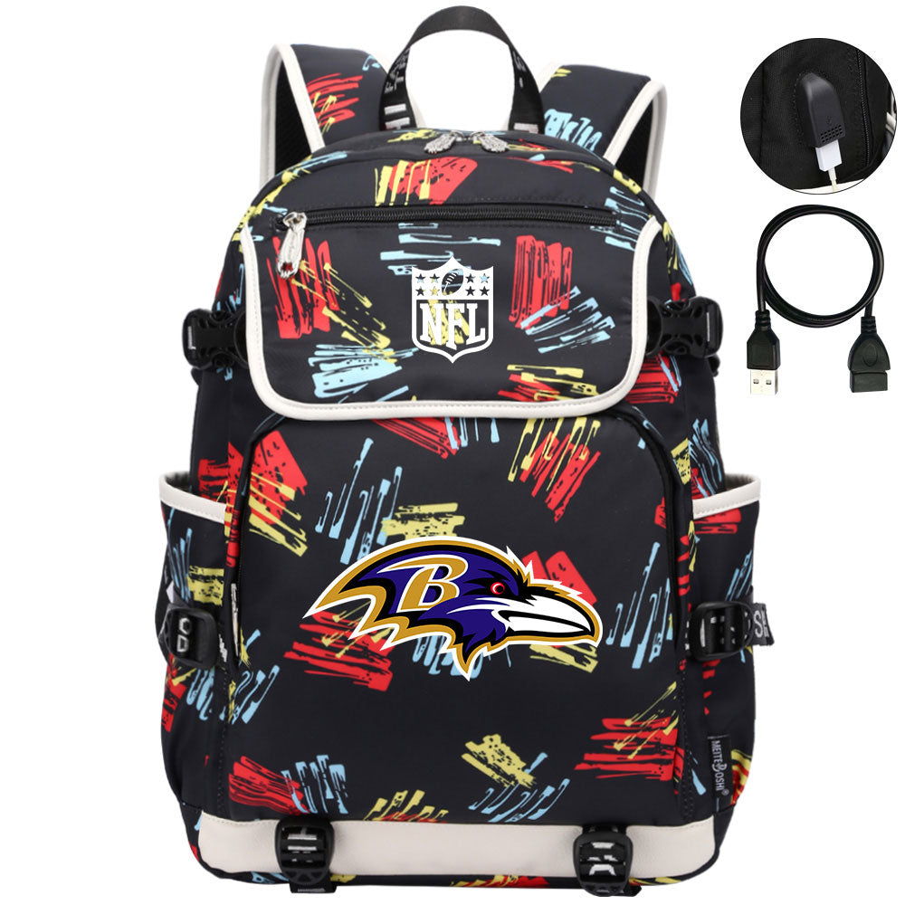 Baltimore Ravens Football Team Rugby Backpack School Notebook Travel Bag