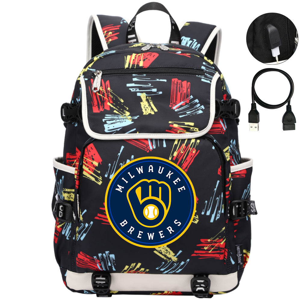 Milwaukee Brewers Backpack School Notebook Travel Bags