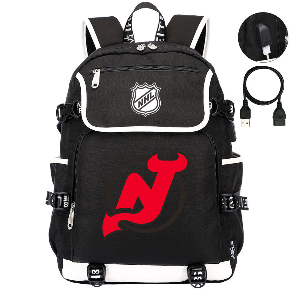 New Jersey Devils Hockey League Backpack School Notebook Travel Bag