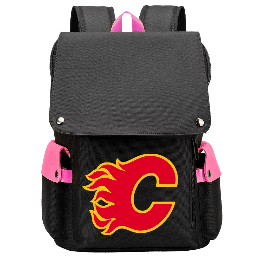 Calgary Flames Hockey Team School Backpack Oxford Laptop Bag