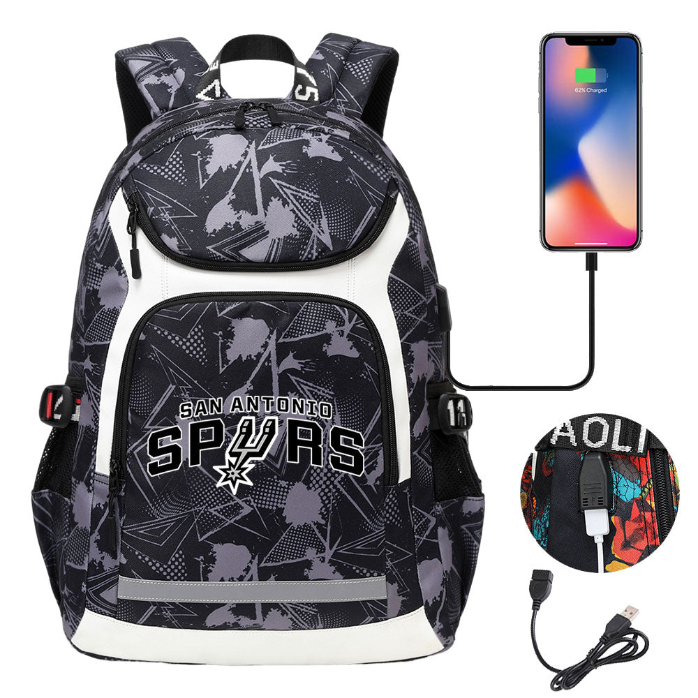 San Antonio Spurs Backpack School Notebook Travel Bags With USB