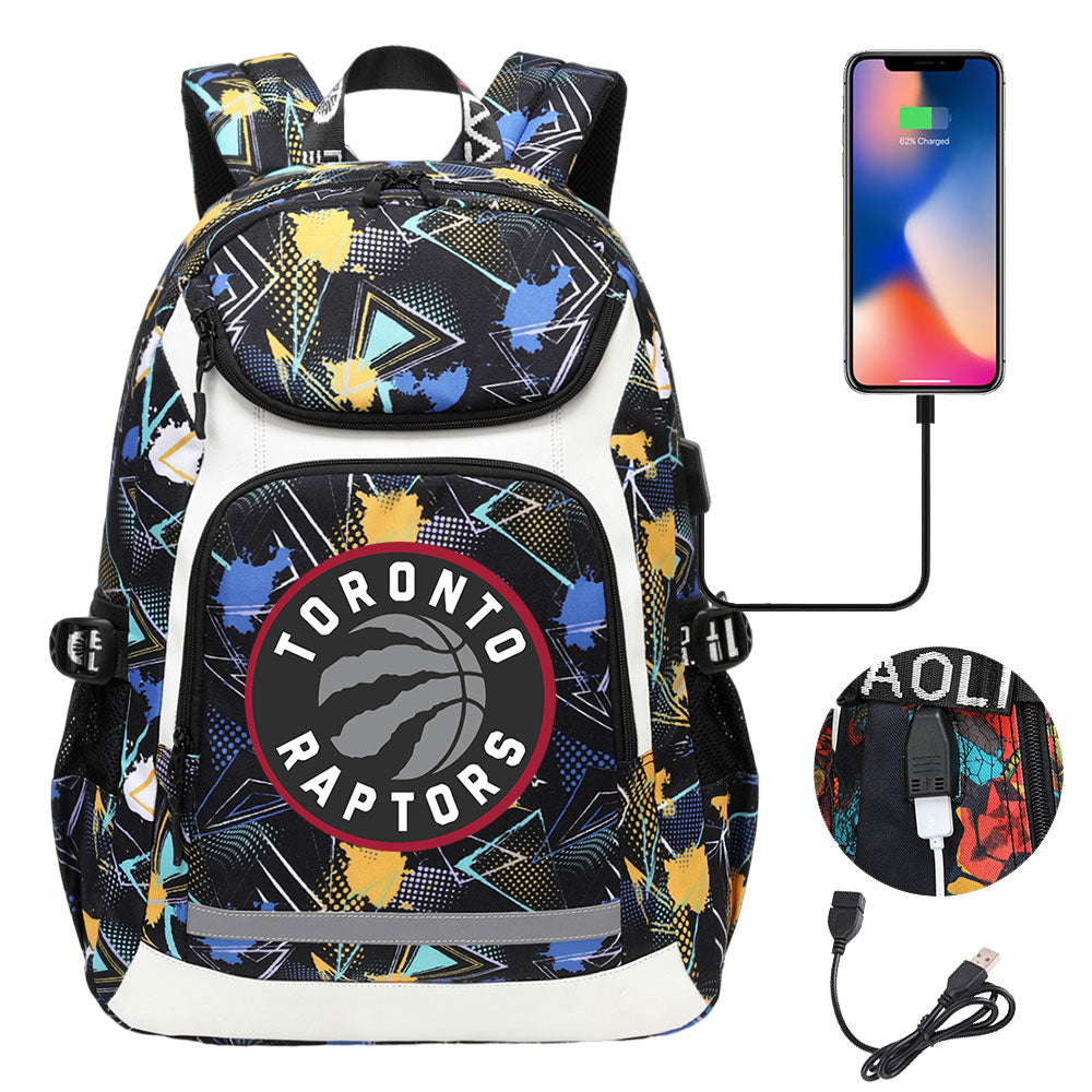 Toronto Raptors Backpack School Notebook Travel Bags With USB