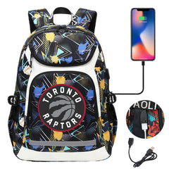 Toronto Raptors Backpack School Notebook Travel Bags With USB