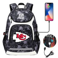 Kansas City Chiefs Football Rugby Backpack School Notebook Travel Bags With USB