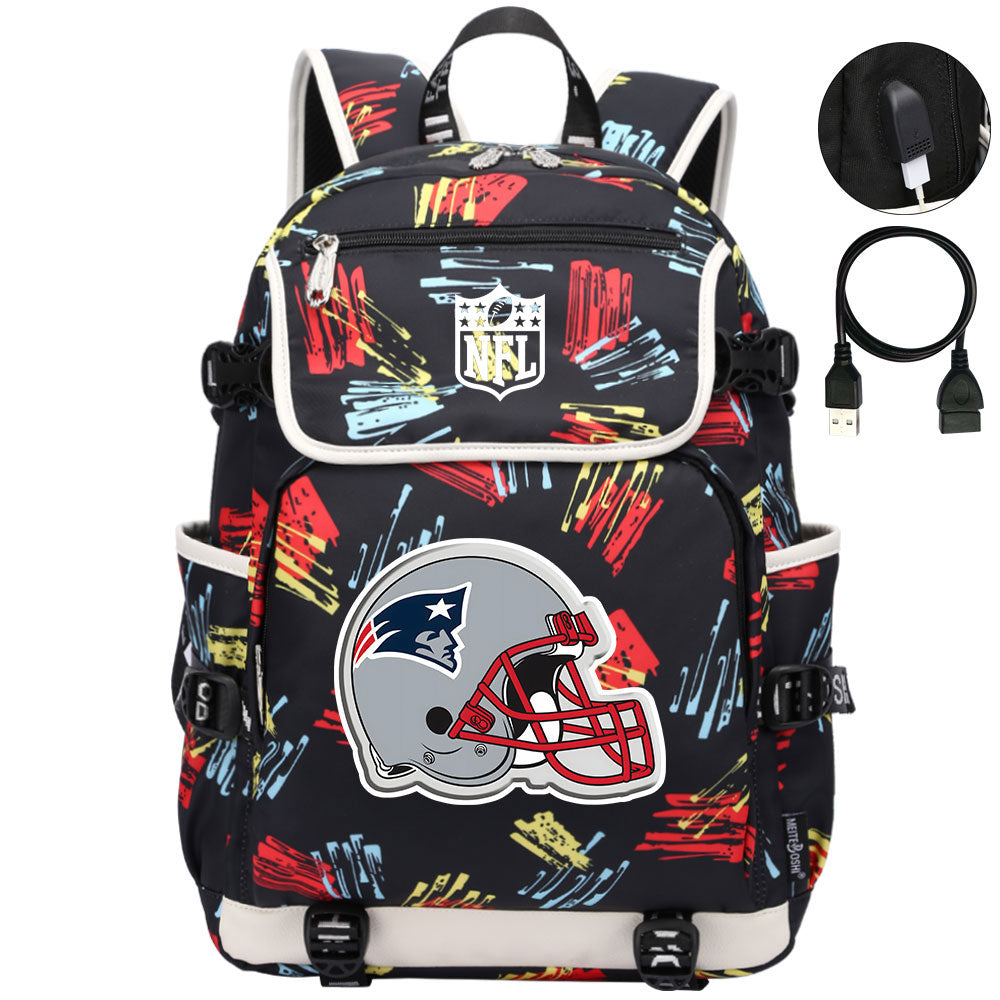 New England Patriots Football Rugby Backpack School Notebook Travel Bags